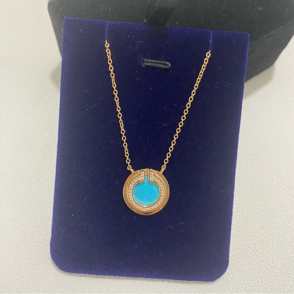 Tiffany & Co. Diamond and Turquoise Circle Pendant Necklace